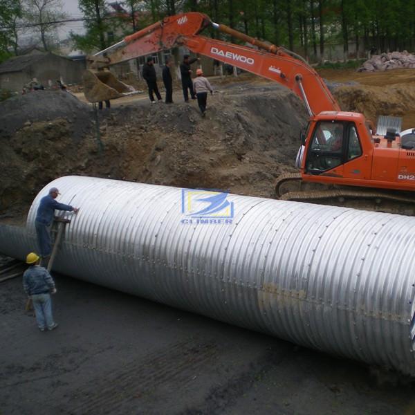 overlapped corrugated steel culvert pipe assembled by half segment